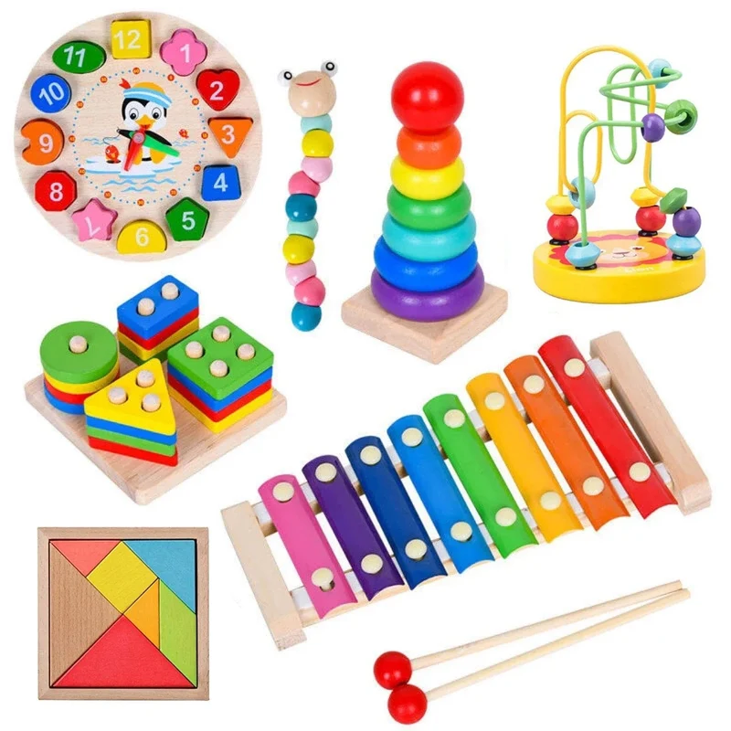 Montessori Holzspielzeug für Babys 1 2 3 Jahre Junge Mädchen Geschenk Baby Entwicklungsspiele Holzpuzzle für Kinder Pädagogisches Lernspielzeug