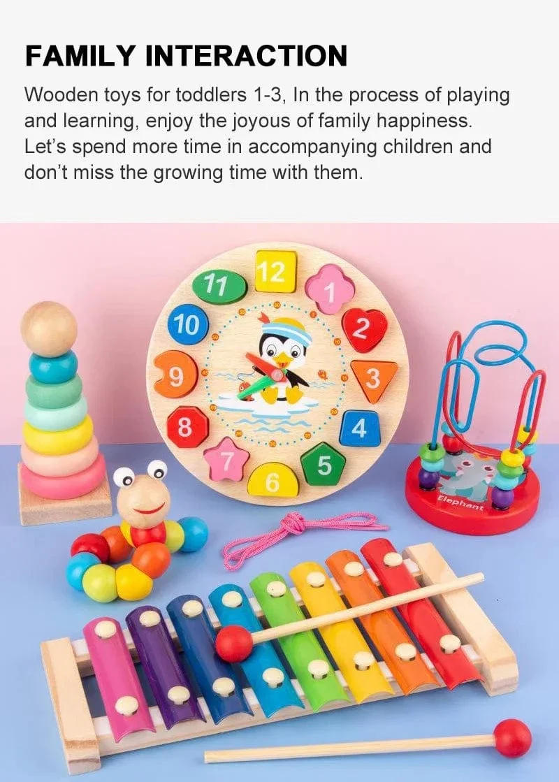 Montessori Holzspielzeug für Babys 1 2 3 Jahre Junge Mädchen Geschenk Baby Entwicklungsspiele Holzpuzzle für Kinder Pädagogisches Lernspielzeug