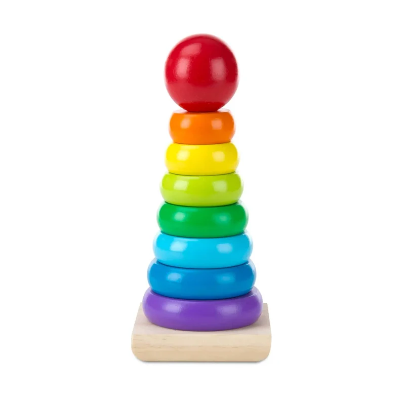 Regenbogen Stacker Holzring Lernspielzeug Kinder Turm Stapelblöcke Farbform Spiel Baby Montessori Spielzeug für Kinder Geschenke