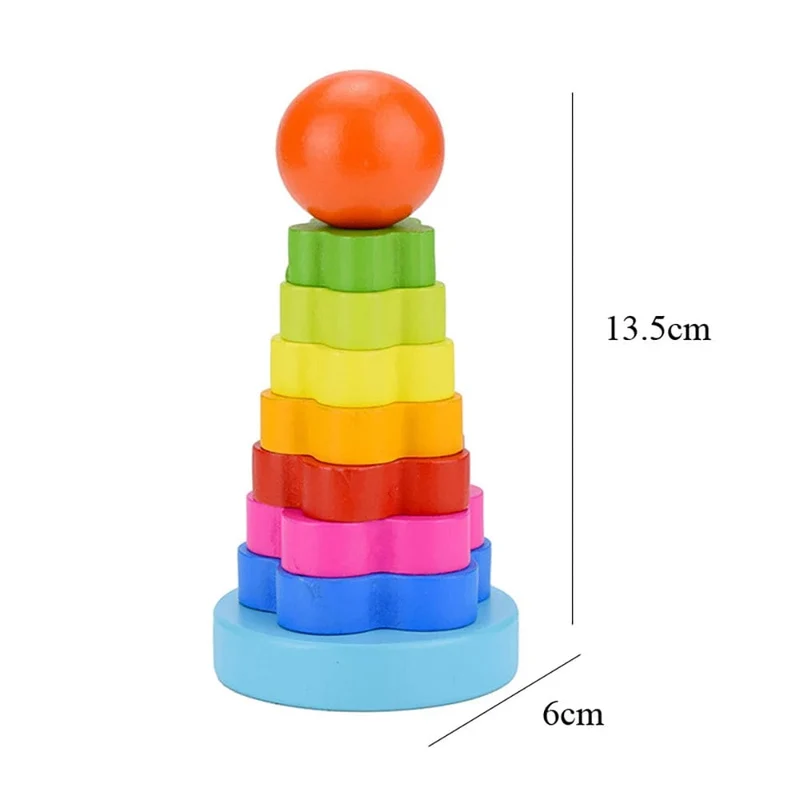 Regenbogen Stacker Holzring Lernspielzeug Kinder Turm Stapelblöcke Farbform Spiel Baby Montessori Spielzeug für Kinder Geschenke