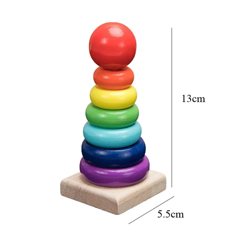 Regenbogen Stacker Holzring Lernspielzeug Kinder Turm Stapelblöcke Farbform Spiel Baby Montessori Spielzeug für Kinder Geschenke