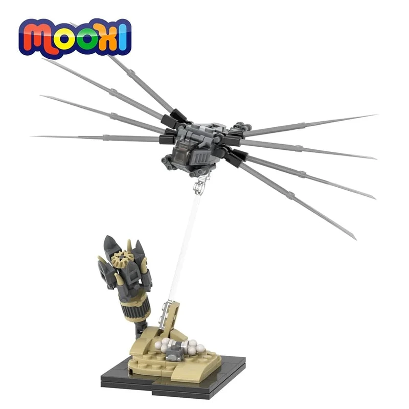 MOOXI Dune Ornithopter 135Pcs MOC Ziegel Wissenschaft Film Atreides Szene Modell Bausteine ​​Kinder Spielzeug Für Kinder Geschenke MOC1463