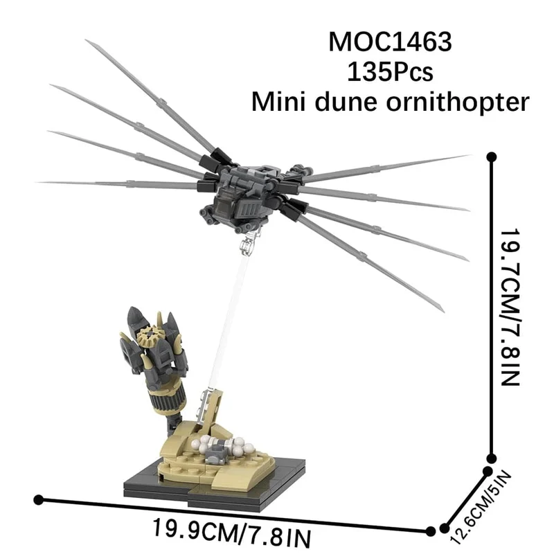 MOOXI Dune Ornithopter 135Pcs MOC Ziegel Wissenschaft Film Atreides Szene Modell Bausteine ​​Kinder Spielzeug Für Kinder Geschenke MOC1463