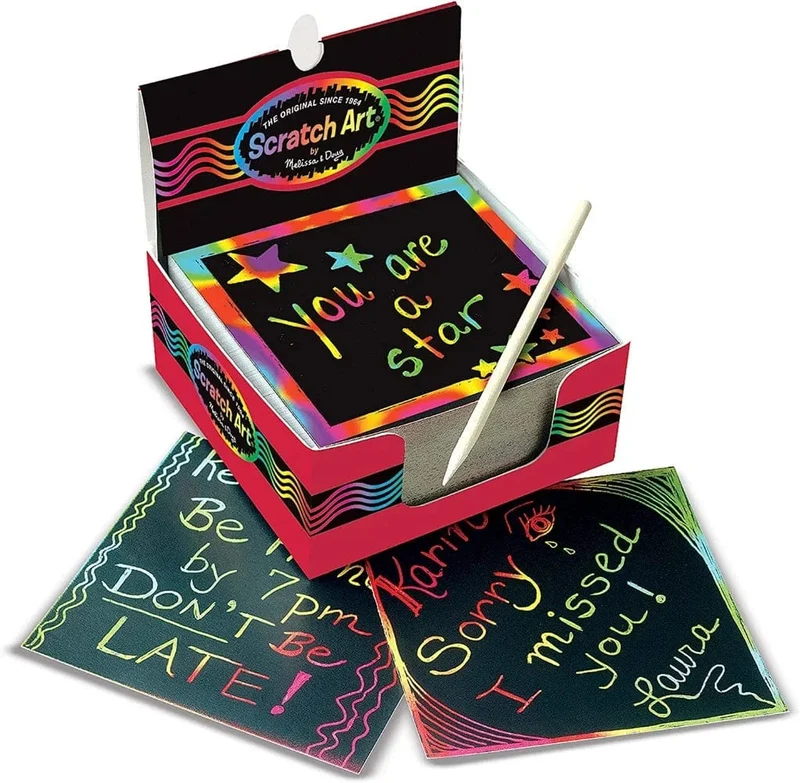 100 Stücke Magische Farbe Regenbogen Scratch Mini Notizen Papier Pad Karten Mit Stift Kinder Kinder Zeichnen Malen Spielzeug Handwerk Geschenk DIY Spielzeug