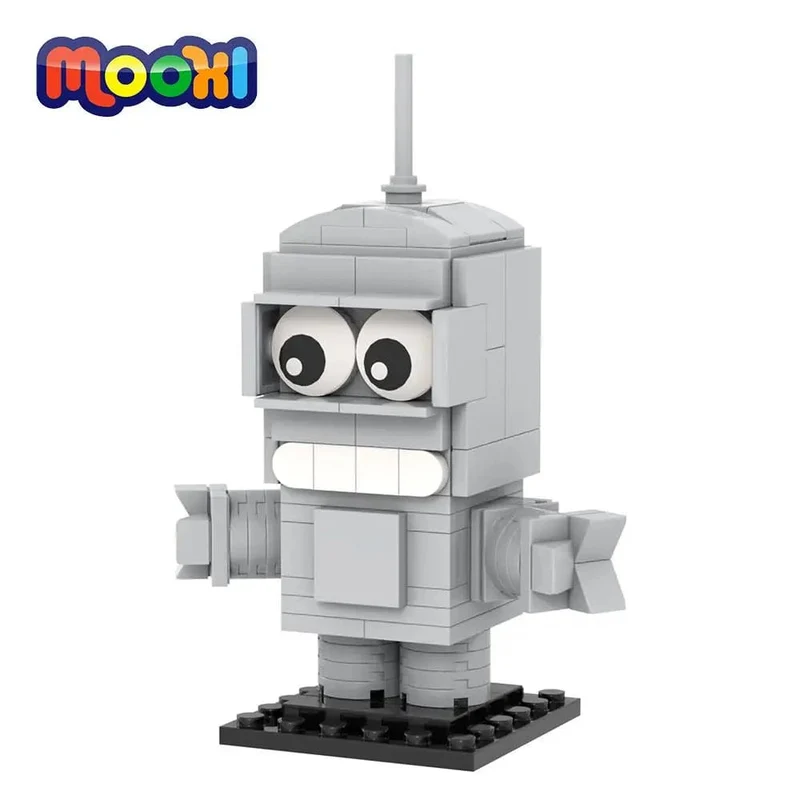 MOOXI Cartoon Ziegel 110Pcs Zukunft Welt Roboter Modell Teile BrickHeadsed MOC Abbildung Bausteine ​​Kinder Spielzeug Für Kinder MOC1066
