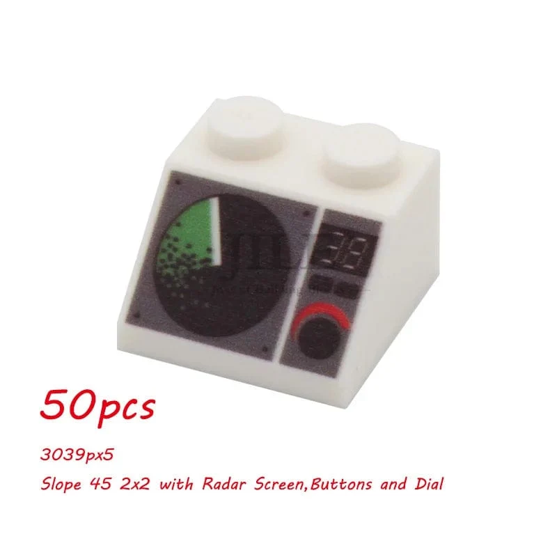 50 stücke MOC Stadt Ziegel Fliesen Hang Messgeräte Steuert Zentrum Radar Bildschirm Tastatur Muster Gedruckt Bausteine ​​Kit Instrument Spielzeug