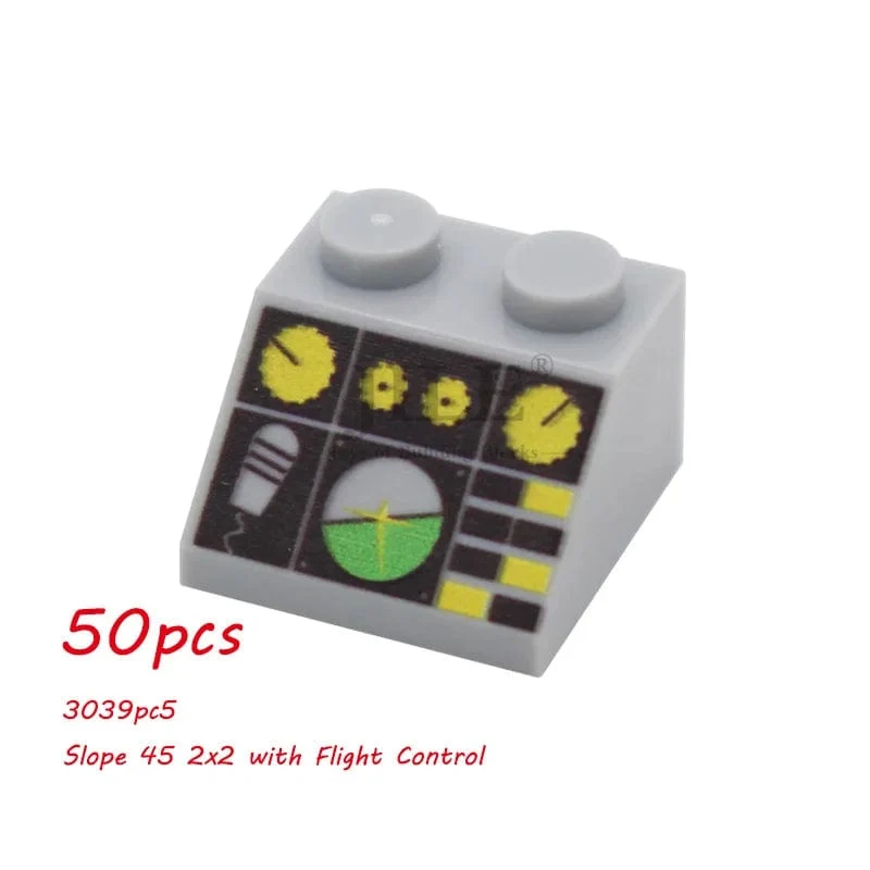 50 stücke MOC Stadt Ziegel Fliesen Hang Messgeräte Steuert Zentrum Radar Bildschirm Tastatur Muster Gedruckt Bausteine ​​Kit Instrument Spielzeug