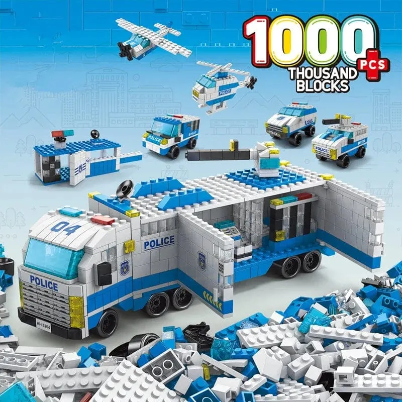 6in1 Stadt Polizei Auto Feuerwehr Engineering Motor Mini Loader Truck Klassische Modell Bausteine ​​Sets Ziegel Spielzeug Weihnachtsgeschenk