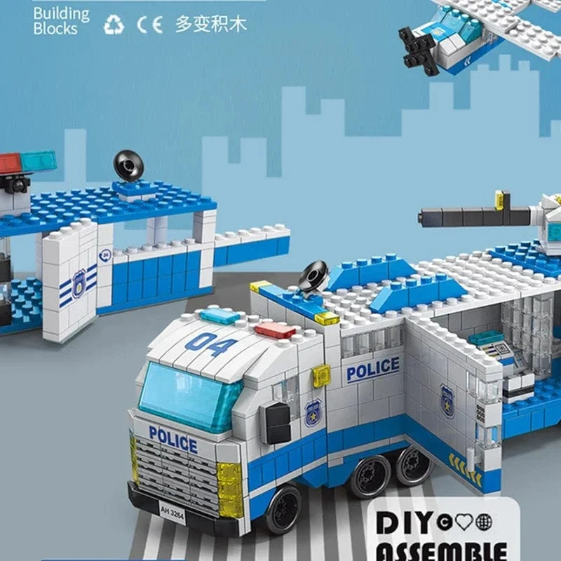 6in1 Stadt Polizei Auto Feuerwehr Engineering Motor Mini Loader Truck Klassische Modell Bausteine ​​Sets Ziegel Spielzeug Weihnachtsgeschenk