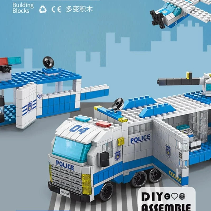 6in1 Stadt Polizei Auto Feuerwehr Engineering Motor Mini Loader Truck Klassische Modell Bausteine ​​Sets Ziegel Spielzeug Weihnachtsgeschenk