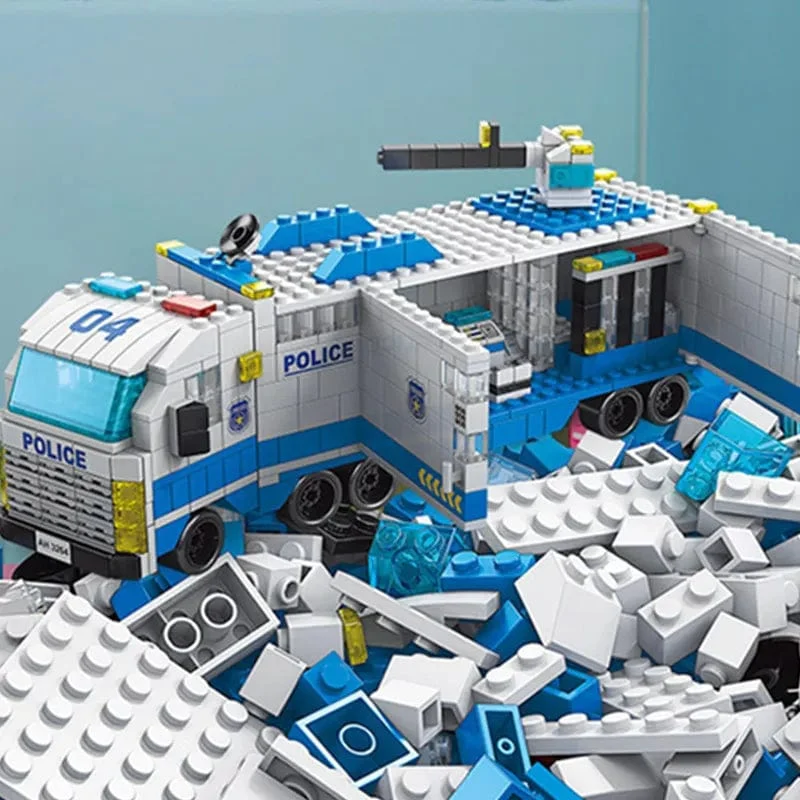 6in1 Stadt Polizei Auto Feuerwehr Engineering Motor Mini Loader Truck Klassische Modell Bausteine ​​Sets Ziegel Spielzeug Weihnachtsgeschenk
