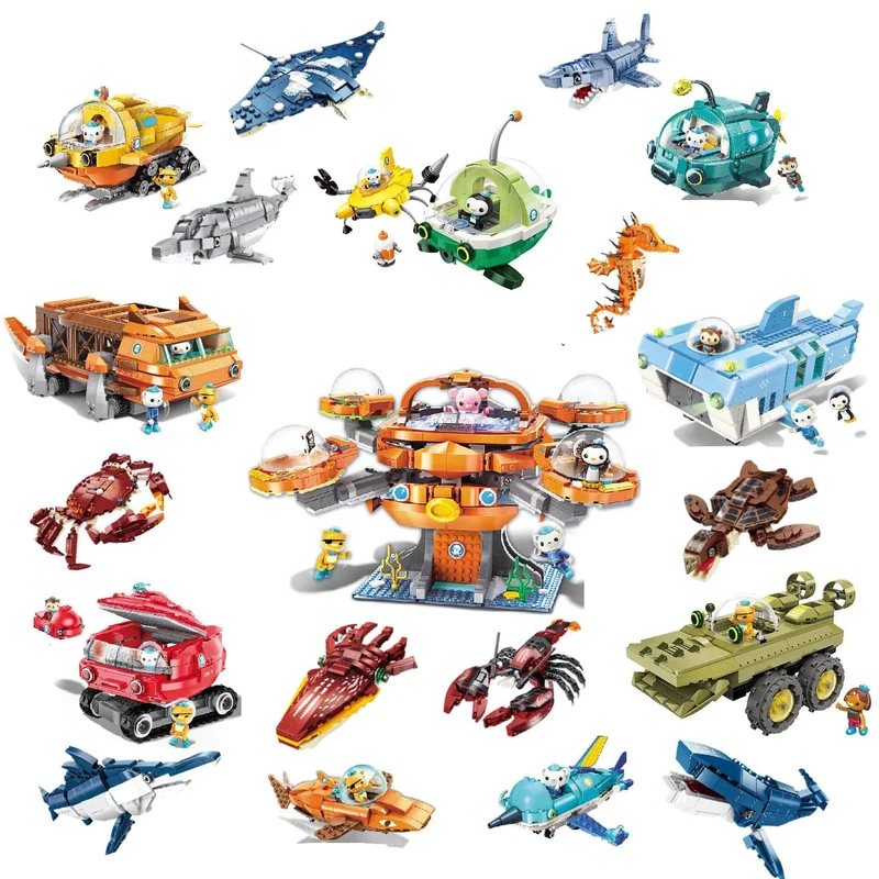 Anime Oktonauten Octopod GUP Bausteine ​​Actionfiguren Meeresbewohner Spielzeugsteine ​​Freundschaftsinteraktion Kinderspielzeug