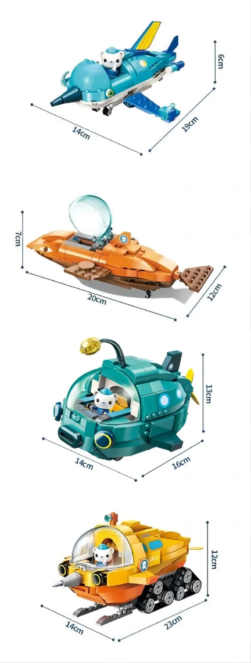 Anime Oktonauten Octopod GUP Bausteine ​​Actionfiguren Meeresbewohner Spielzeugsteine ​​Freundschaftsinteraktion Kinderspielzeug