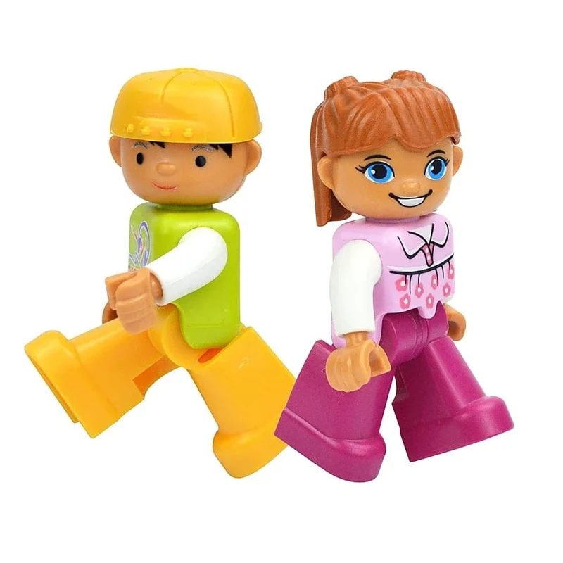 Figuren Puppen Große Bausteine ​​Familienaktion Arbeiter Arzt Polizei Bauer Kompatibel Große Ziegel Duploes Kinderspielzeug
