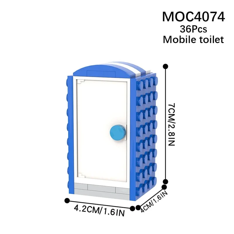 MOC4074 Stadt Serie 36Pcs MOC Szenen Tragbare Toilette Street View Dekoration DIY Bausteine ​​Bildung Kinder Spielzeug Für Kinder