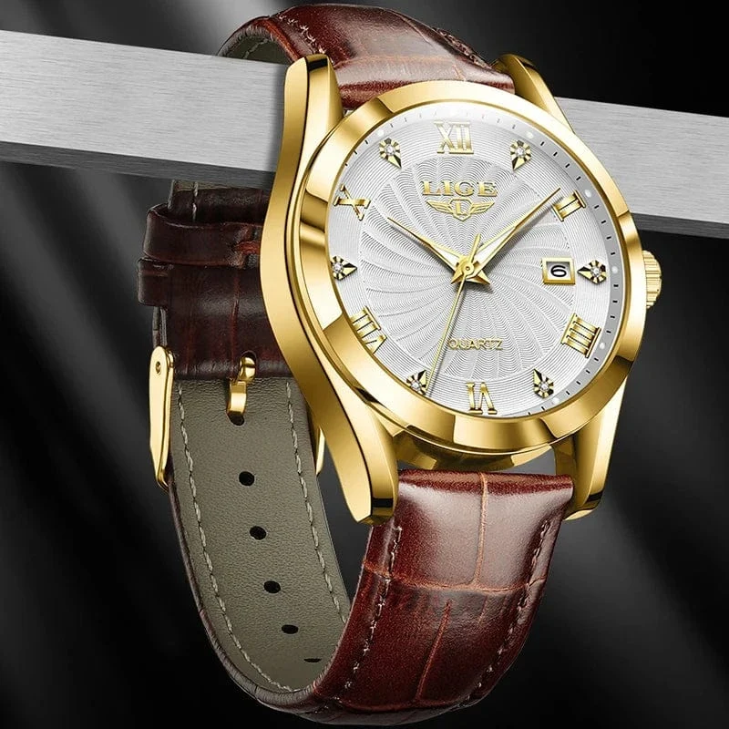 LIGE Damenuhr Mode Leder Militär Sport Wasserdichte Uhren Für Frauen Top-Marke Luxus Damenarmbanduhr Reloj Mujer