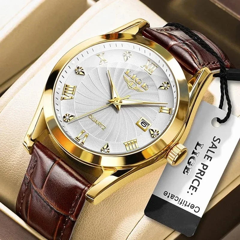 LIGE Damenuhr Mode Leder Militär Sport Wasserdichte Uhren Für Frauen Top-Marke Luxus Damenarmbanduhr Reloj Mujer