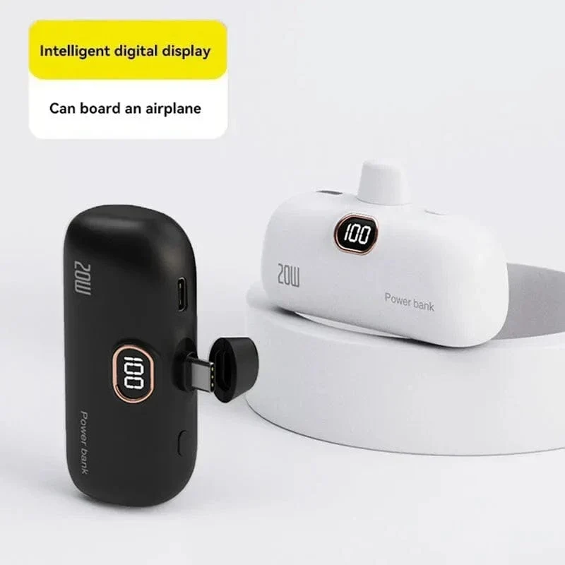 Mini-Powerbank 2000/5000 mAh Eingebautes Kabel Tragbares mobiles Ladegerät Schnellladegerät Ersatzakku Kapsel Powerbank für iPhone Typ-C