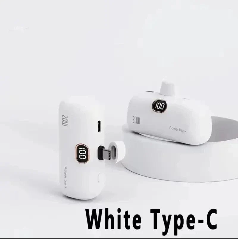 Mini-Powerbank 2000/5000 mAh Eingebautes Kabel Tragbares mobiles Ladegerät Schnellladegerät Ersatzakku Kapsel Powerbank für iPhone Typ-C