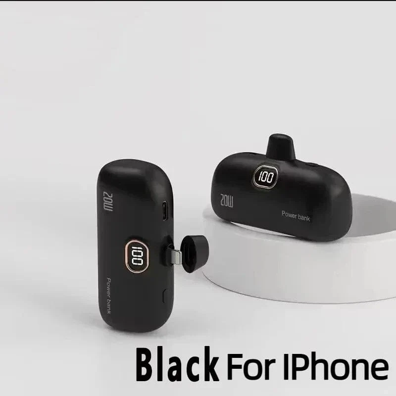Mini-Powerbank 2000/5000 mAh Eingebautes Kabel Tragbares mobiles Ladegerät Schnellladegerät Ersatzakku Kapsel Powerbank für iPhone Typ-C