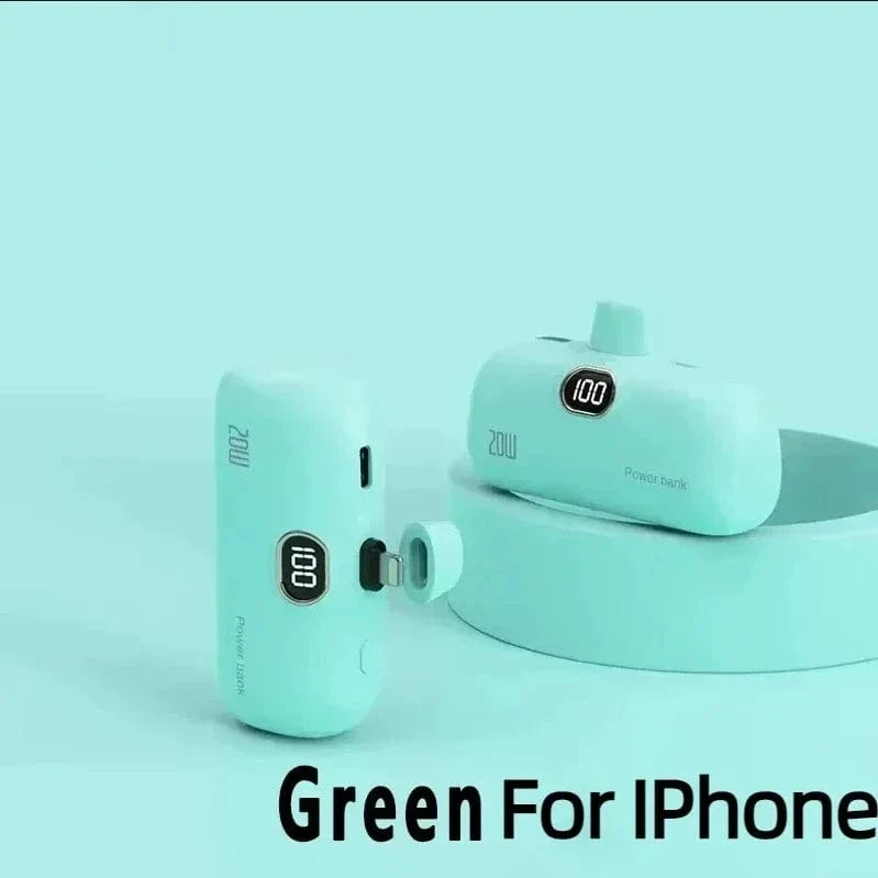 Mini-Powerbank 2000/5000 mAh Eingebautes Kabel Tragbares mobiles Ladegerät Schnellladegerät Ersatzakku Kapsel Powerbank für iPhone Typ-C