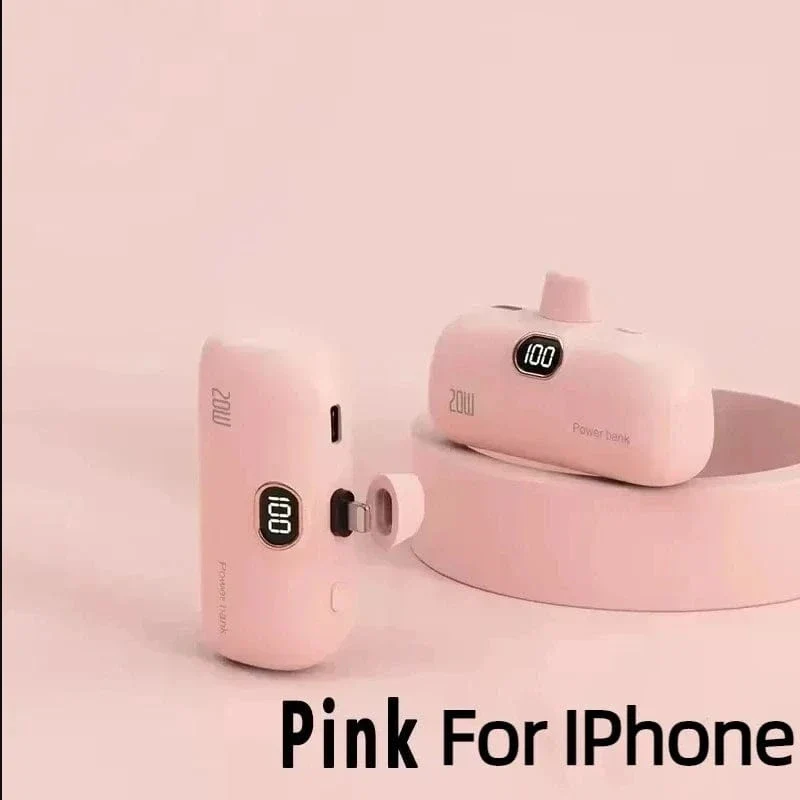 Mini-Powerbank 2000/5000 mAh Eingebautes Kabel Tragbares mobiles Ladegerät Schnellladegerät Ersatzakku Kapsel Powerbank für iPhone Typ-C