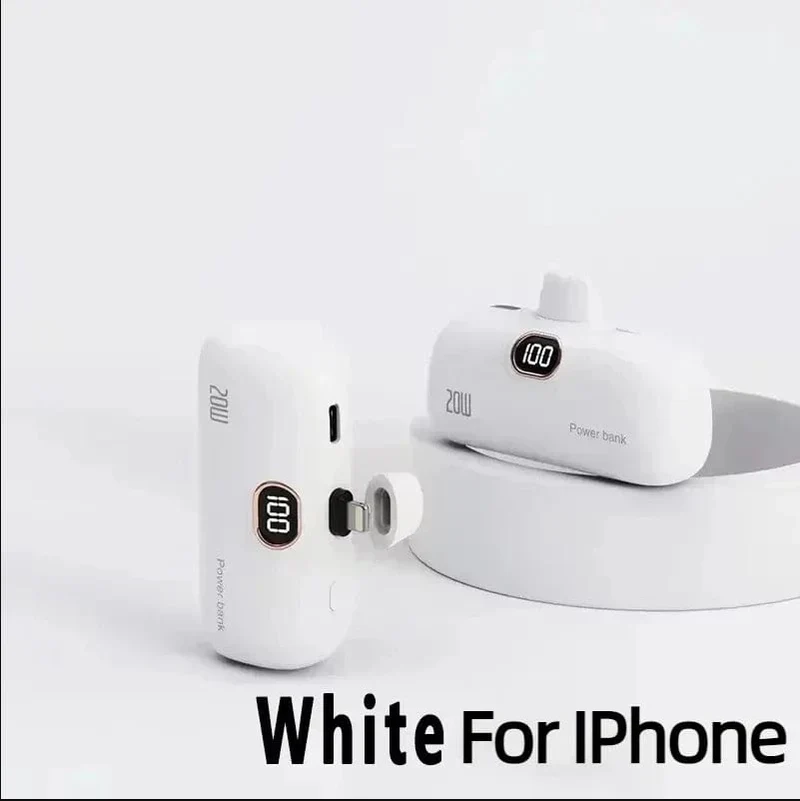 Mini-Powerbank 2000/5000 mAh Eingebautes Kabel Tragbares mobiles Ladegerät Schnellladegerät Ersatzakku Kapsel Powerbank für iPhone Typ-C