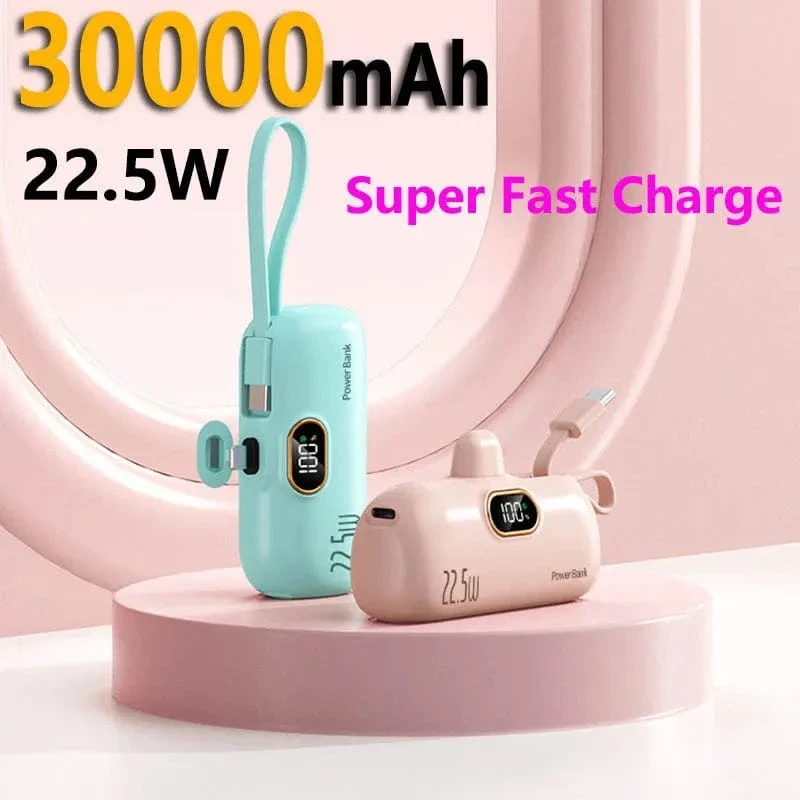 Neue praktische Mini-Mobil-Powerbank 30000 mAh, tragbares Schnellladen, geeignet für iPhone 16, Samsung, Xiaomi, externe Batterie