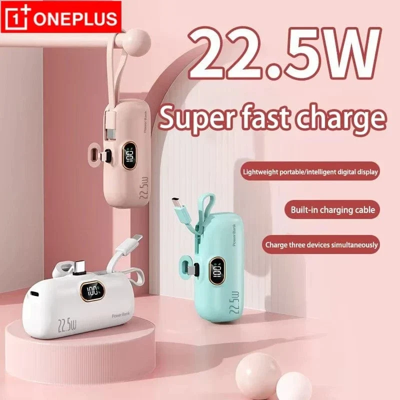 OnePlus 10000 mAh Tragbare Power Bank 2-in-1 Schnellladegerät Leichte Hochleistungs-Taschen-Power Bank für iPhone Huawei Samsung