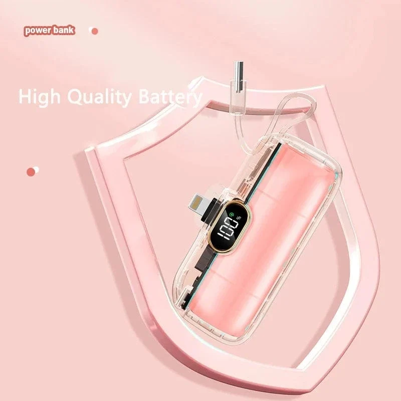 Tragbare Mini-Powerbank Typ C-Stecker Eingebautes Kabel 22.5 W Schnellladung für iPhone Samsung Xiaomi Externer Akku
