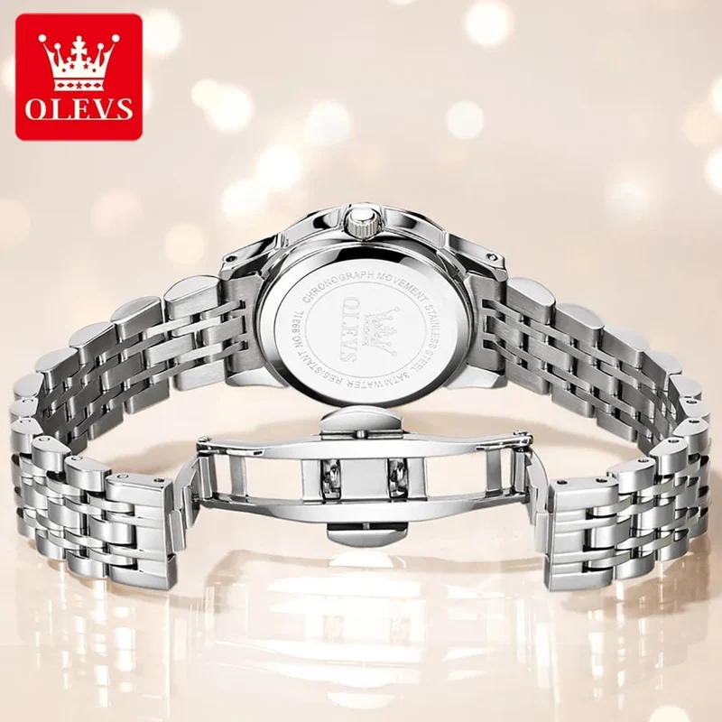 OLEVS Elegante Mode frauen Uhren Luxus Marke Original Quarz Uhr für Damen Wasserdicht Edelstahl Leucht Datum