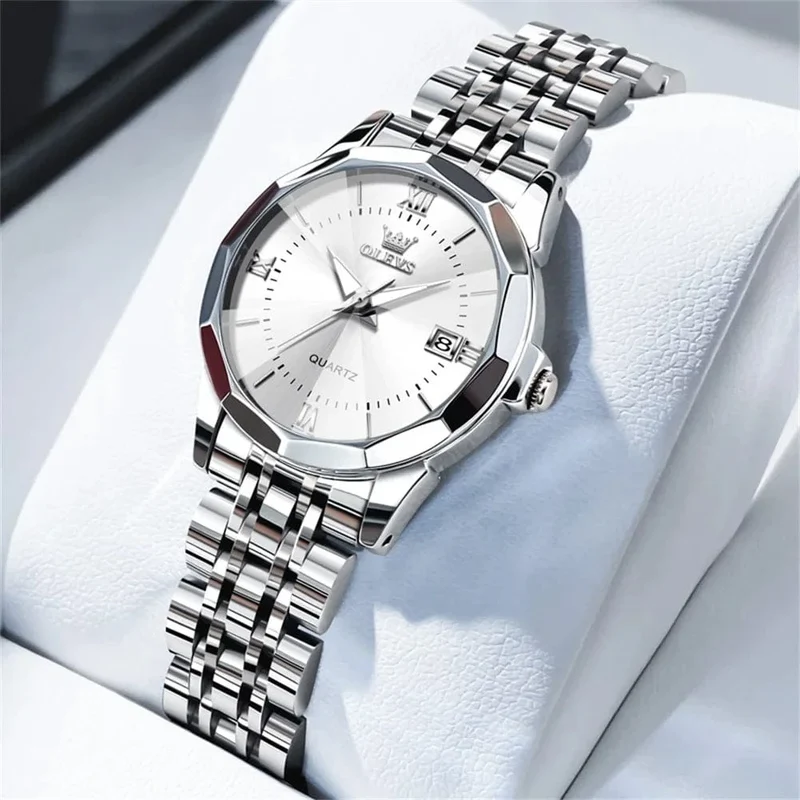 OLEVS Elegante Mode frauen Uhren Luxus Marke Original Quarz Uhr für Damen Wasserdicht Edelstahl Leucht Datum