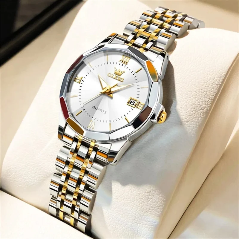OLEVS Elegante Mode frauen Uhren Luxus Marke Original Quarz Uhr für Damen Wasserdicht Edelstahl Leucht Datum