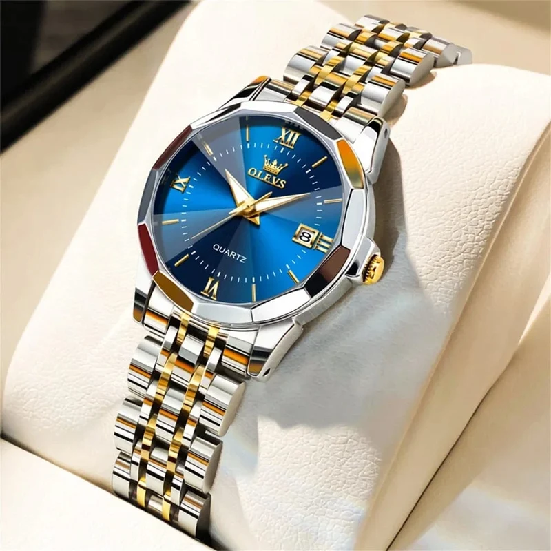 OLEVS Elegante Mode frauen Uhren Luxus Marke Original Quarz Uhr für Damen Wasserdicht Edelstahl Leucht Datum