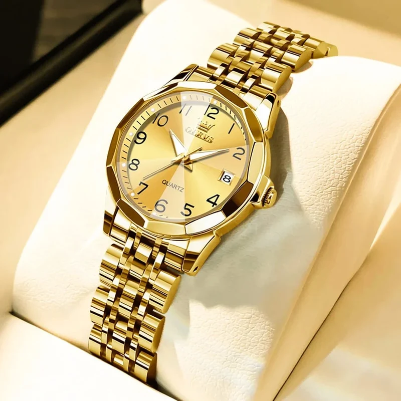 OLEVS Elegante Mode frauen Uhren Luxus Marke Original Quarz Uhr für Damen Wasserdicht Edelstahl Leucht Datum