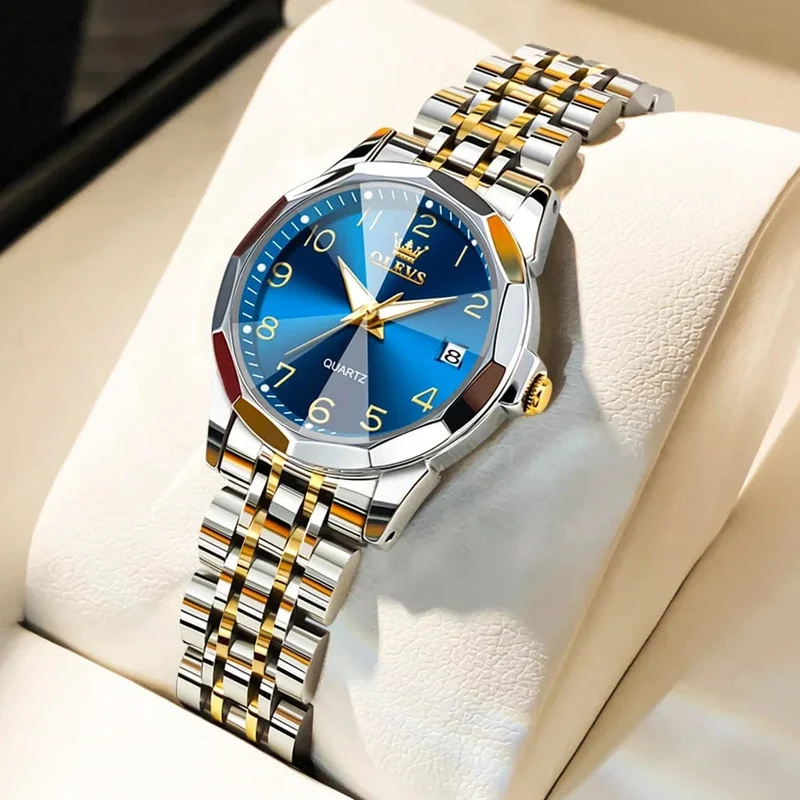 OLEVS Elegante Mode frauen Uhren Luxus Marke Original Quarz Uhr für Damen Wasserdicht Edelstahl Leucht Datum