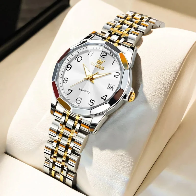 OLEVS Elegante Mode frauen Uhren Luxus Marke Original Quarz Uhr für Damen Wasserdicht Edelstahl Leucht Datum