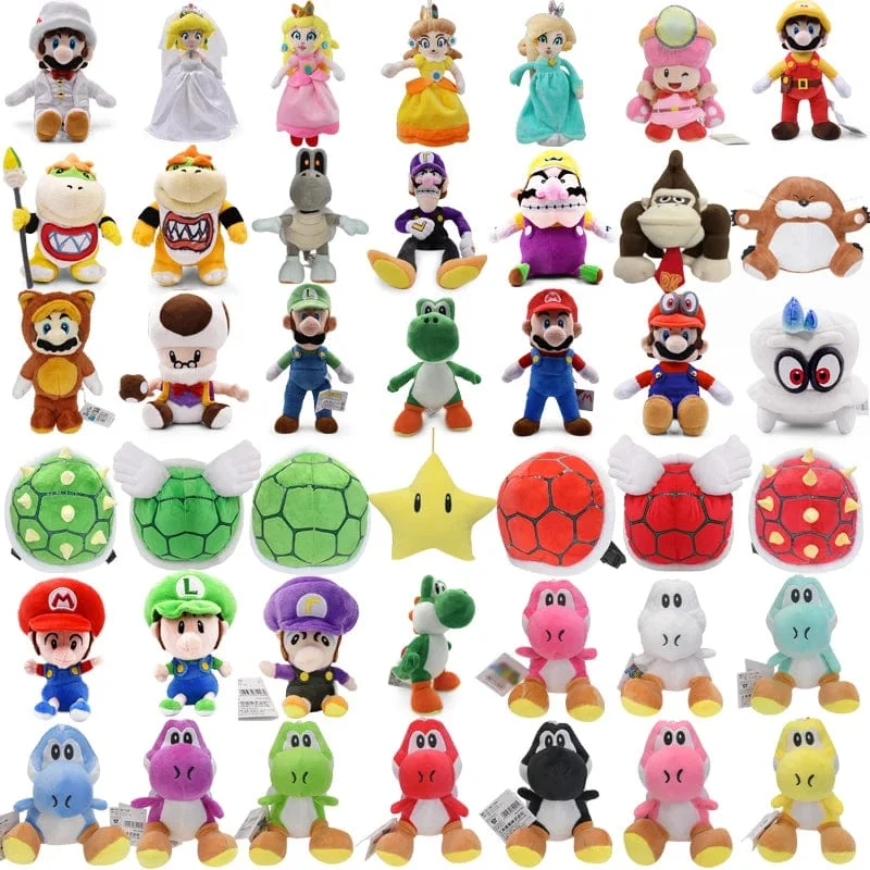 Mario Bros Plüschtiere Luigi Yoshi Prinzessin Peach Toadette Bowser JR Waluigi Wario Anime Gefüllte Cartoon-Peluche-Puppen