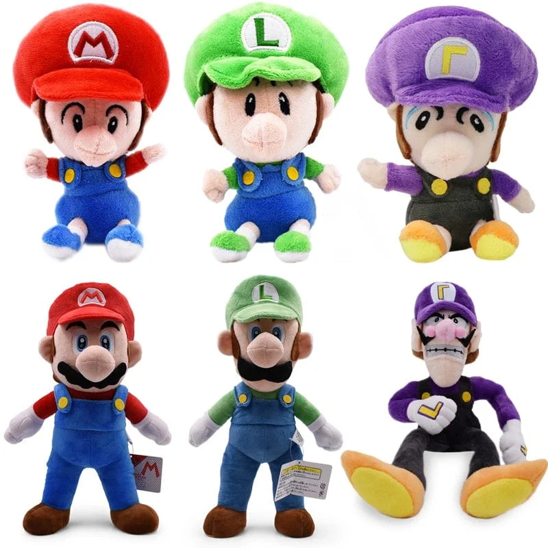 Mario Bros Plüschtiere Luigi Yoshi Prinzessin Peach Toadette Bowser JR Waluigi Wario Anime Gefüllte Cartoon-Peluche-Puppen