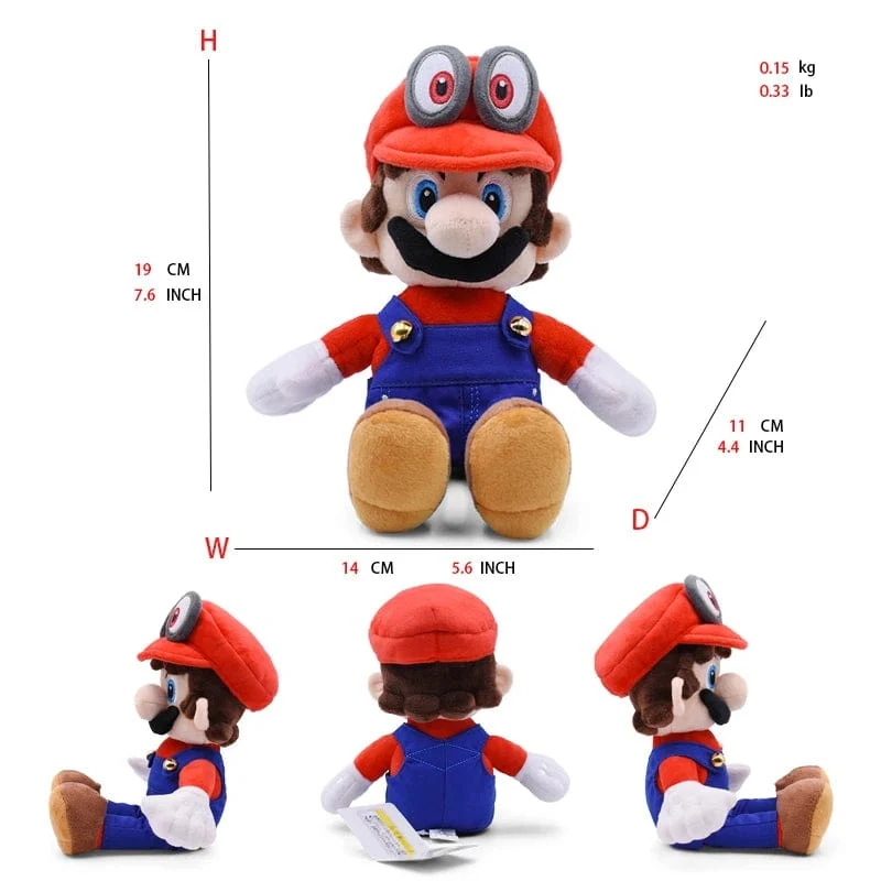 Mario Bros Plüschtiere Luigi Yoshi Prinzessin Peach Toadette Bowser JR Waluigi Wario Anime Gefüllte Cartoon-Peluche-Puppen