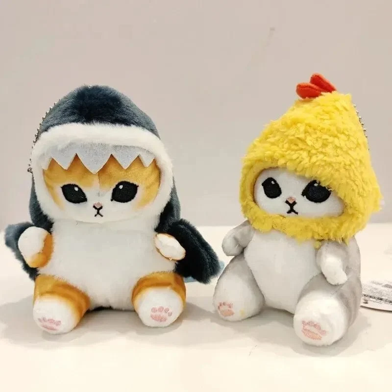 12cm Cartoon süße Hai Katze gebratene Garnelen Katze Plüsch Puppe Anhänger Charme Paket Anhänger