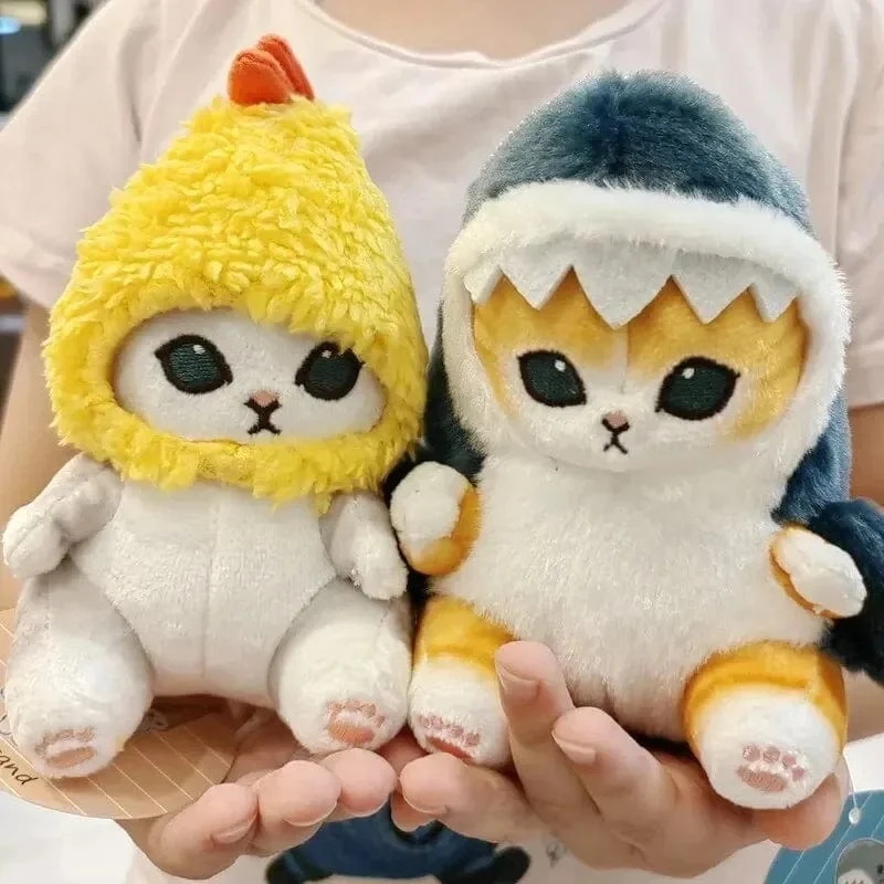 12cm Cartoon süße Hai Katze gebratene Garnelen Katze Plüsch Puppe Anhänger Charme Paket Anhänger