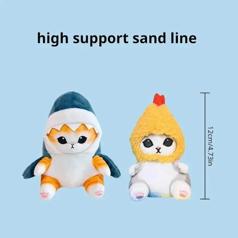 12cm Cartoon süße Hai Katze gebratene Garnelen Katze Plüsch Puppe Anhänger Charme Paket Anhänger