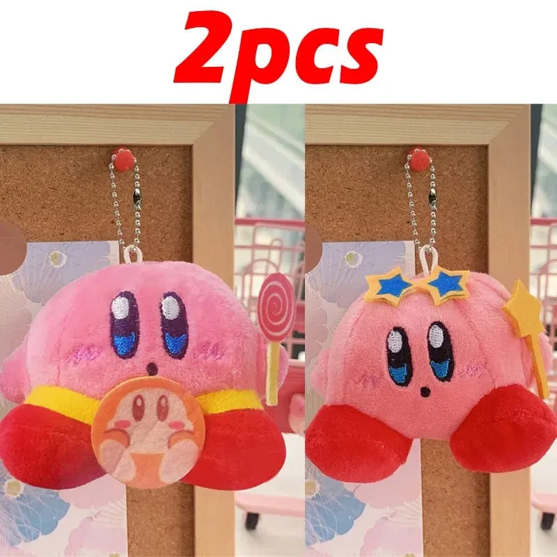 Kirby Anime Plüsch Puppen Cartoon Rucksack Peluches Anhänger Kawaii Stofftier Spielzeug Schlüsselbund Tasche Dekoration für Kinder Mädchen Geschenk
