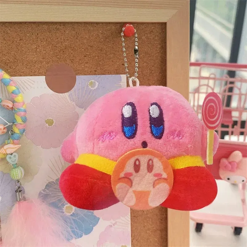 Kirby Anime Plüsch Puppen Cartoon Rucksack Peluches Anhänger Kawaii Stofftier Spielzeug Schlüsselbund Tasche Dekoration für Kinder Mädchen Geschenk