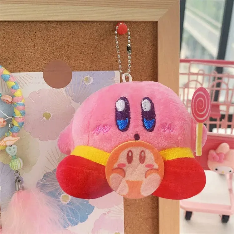 Kirby Anime Plüsch Puppen Cartoon Rucksack Peluches Anhänger Kawaii Stofftier Spielzeug Schlüsselbund Tasche Dekoration für Kinder Mädchen Geschenk