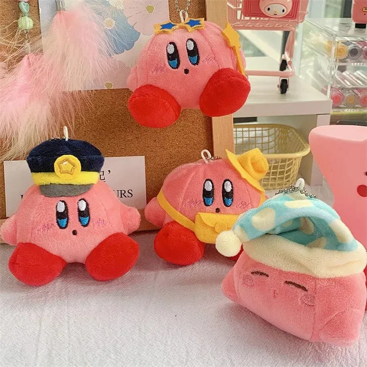 Kirby Anime Plüsch Puppen Cartoon Rucksack Peluches Anhänger Kawaii Stofftier Spielzeug Schlüsselbund Tasche Dekoration für Kinder Mädchen Geschenk