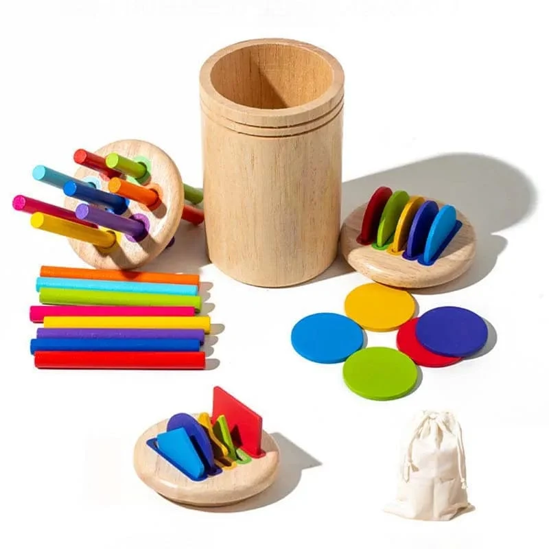 Holz-Matching-Spielzeug Montessori Farbabgleich Sortierstab Balance-Spielzeug Feinmotorik Mathematik Lernen Lernspielzeug Kinder