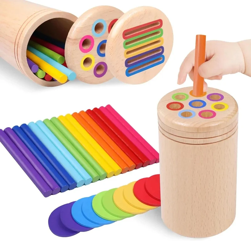 Holz-Matching-Spielzeug Montessori Farbabgleich Sortierstab Balance-Spielzeug Feinmotorik Mathematik Lernen Lernspielzeug Kinder
