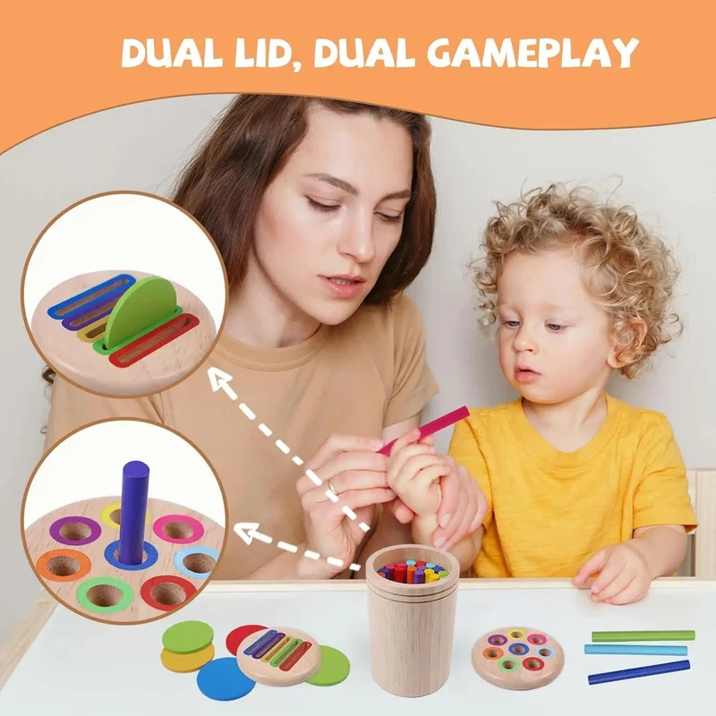 Holz-Matching-Spielzeug Montessori Farbabgleich Sortierstab Balance-Spielzeug Feinmotorik Mathematik Lernen Lernspielzeug Kinder
